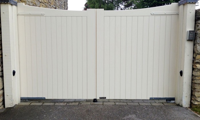 cream painted timber gates