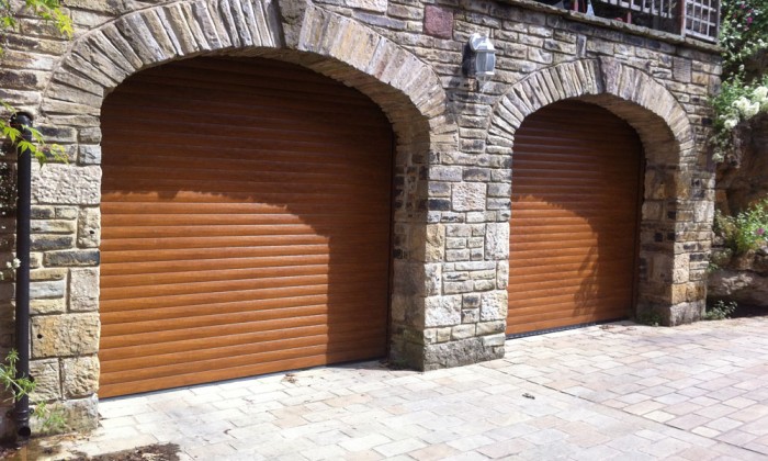 golden oak roller garage door