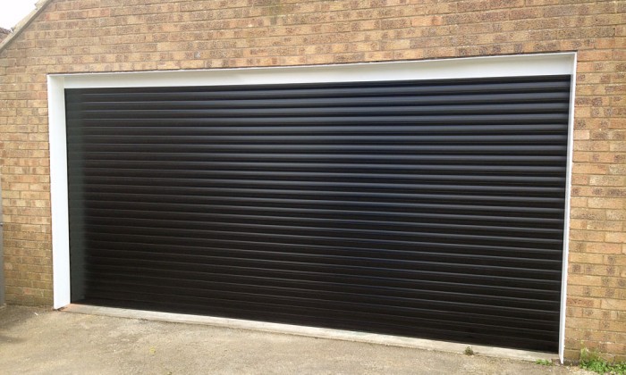 black roller garage door