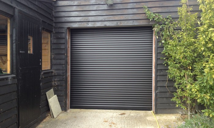 black roller garage door